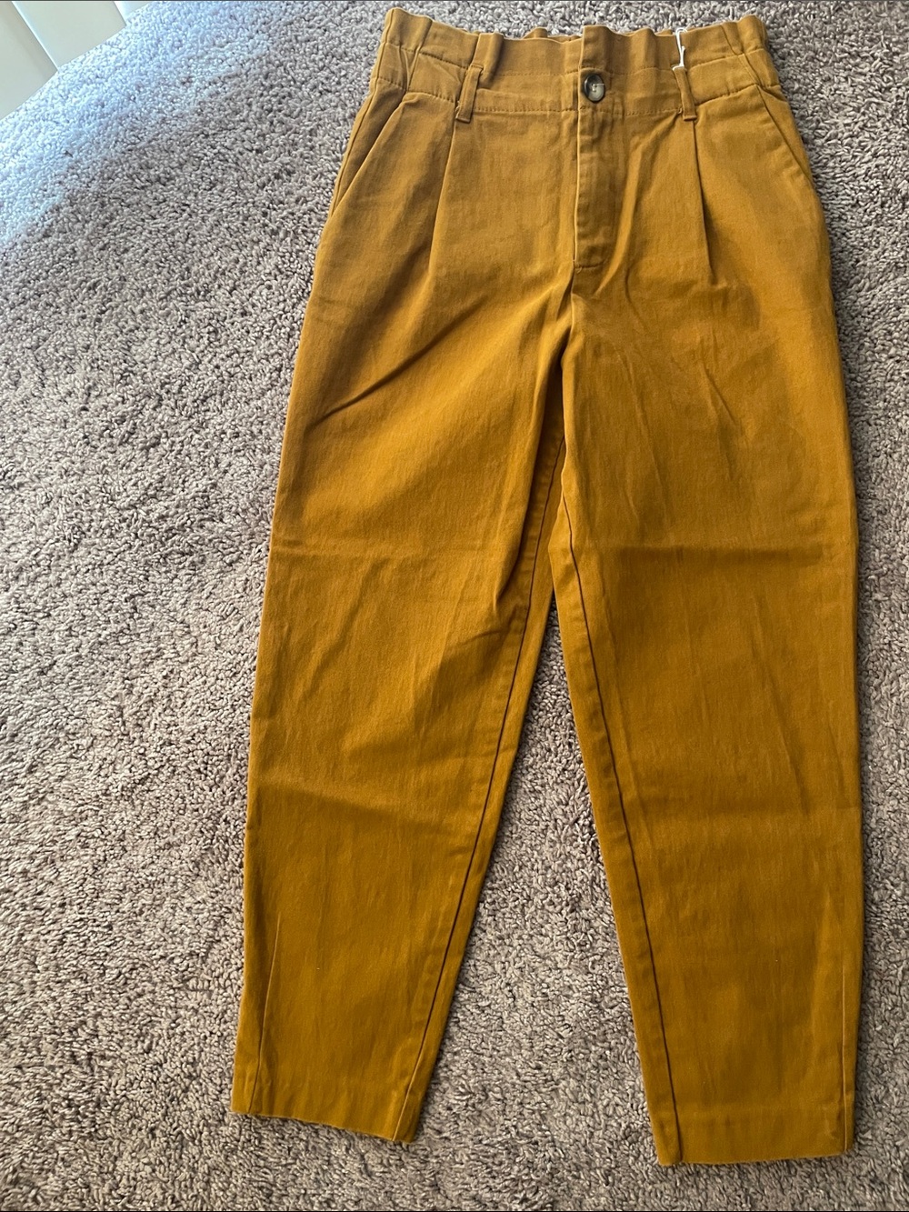 Zara Cropped Tapered Pants in Mustard Yellow